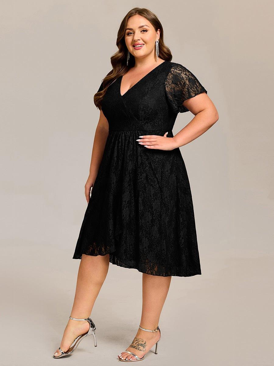 ever PALOMA|V-Neck Lace Lotus Leaf Ruffles Sleeve Midi Length Wedding Guest Dress - Image 12