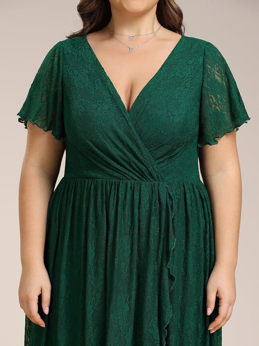 ever ELISE|V-Neck Short Sleeve Pleated Ruffled Lace Mother of the Bride Dress - Image 51