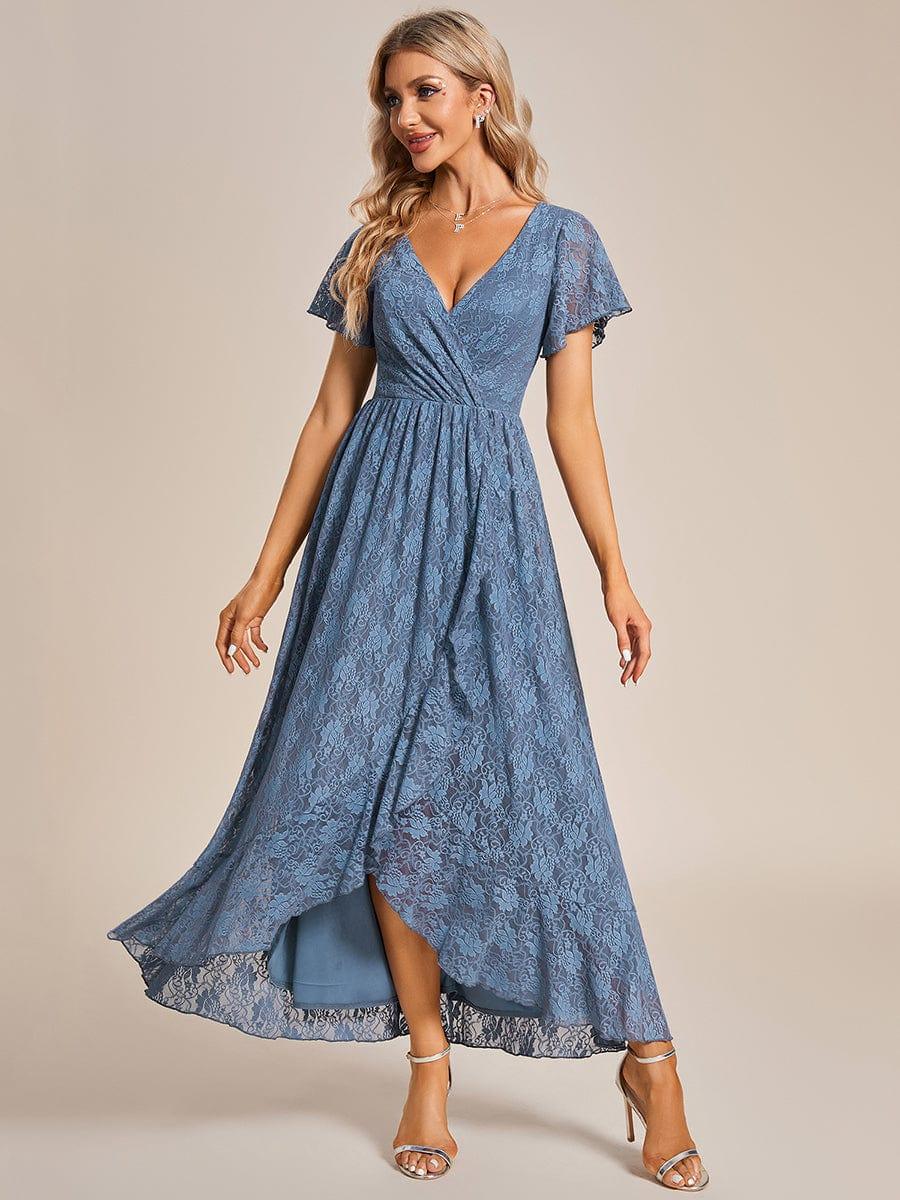 ever ELISE|V-Neck Short Sleeve Pleated Ruffled Lace Mother of the Bride Dress - Image 62