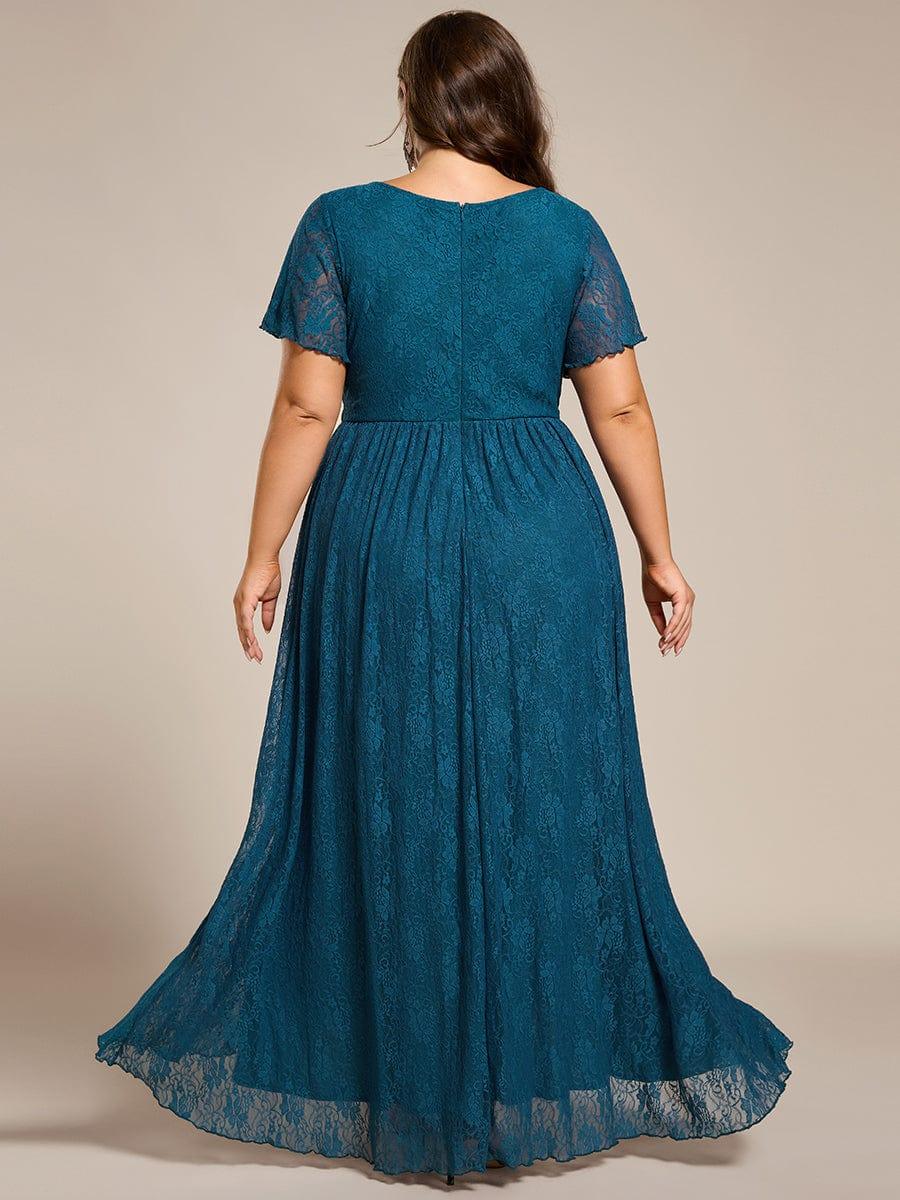 ever ELISE|V-Neck Short Sleeve Pleated Ruffled Lace Mother of the Bride Dress - Image 97