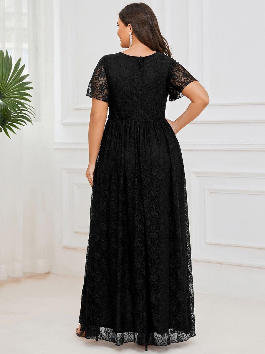 ever ELISE|V-Neck Short Sleeve Pleated Ruffled Lace Wedding Guest Dress - Image 31