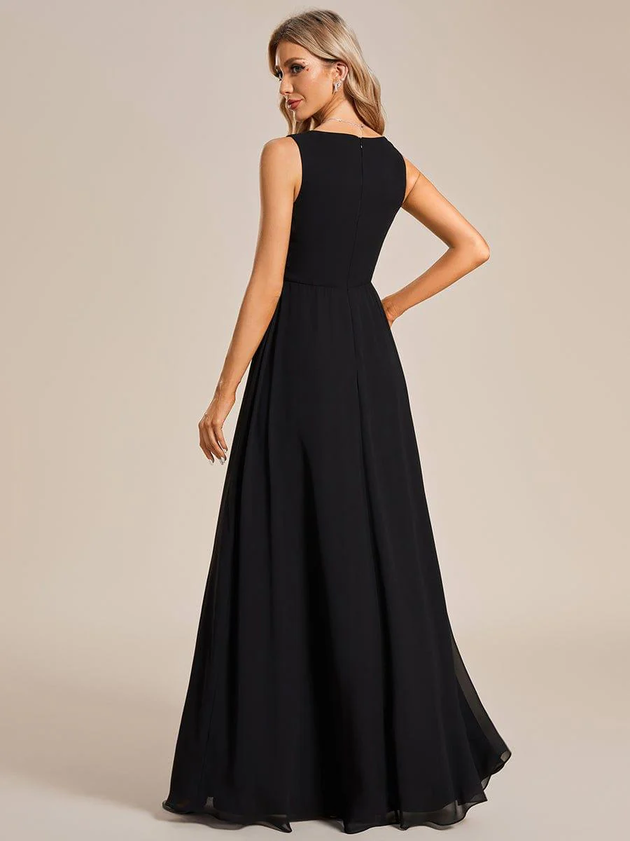 V-Neck Sleeveless A-Line Evening Dress with Appliques(Final Sale) - Image 12