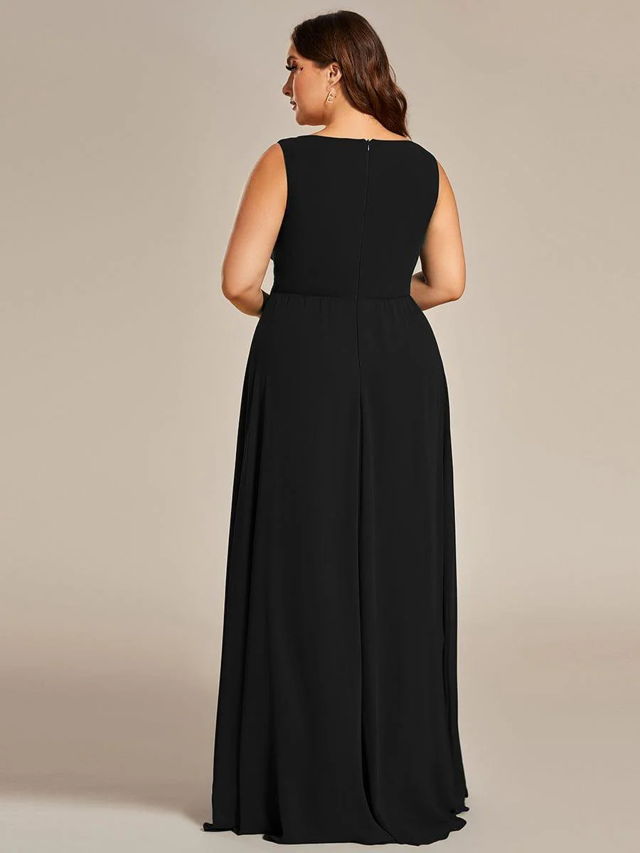 V-Neck Sleeveless A-Line Evening Dress with Appliques(Final Sale) - Image 16