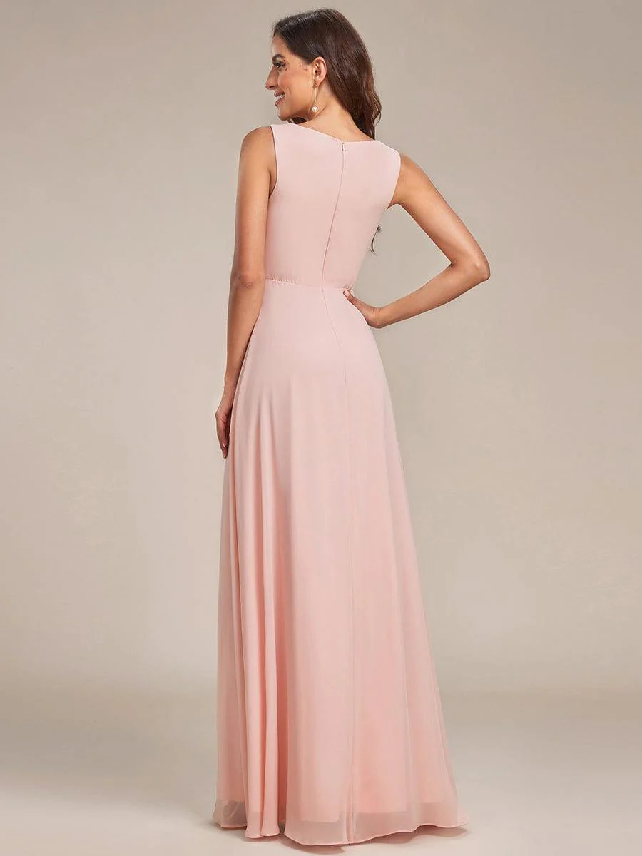 V-Neck Sleeveless A-Line Evening Dress with Appliques(Final Sale) - Image 21