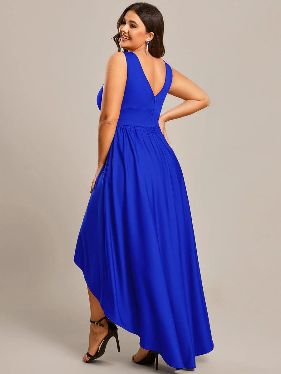 V-Neck Sleeveless High-Low Evening Dress with Stretchy(Final Sale) - Image 17