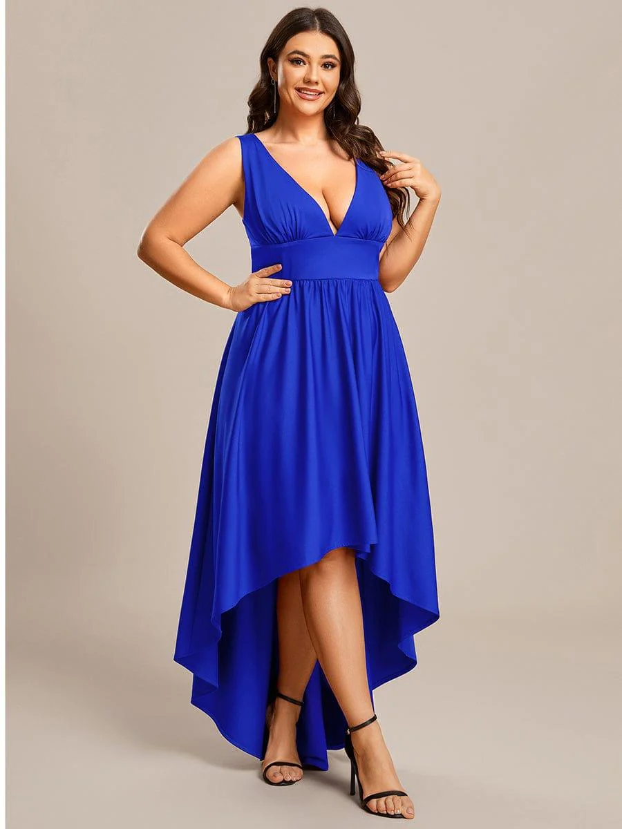 V-Neck Sleeveless High-Low Evening Dress with Stretchy(Final Sale) - Image 20