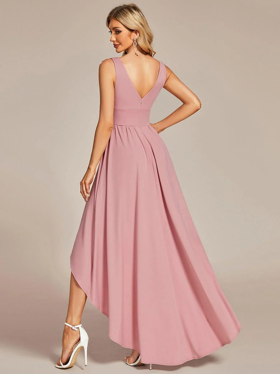 V-Neck Sleeveless High-Low Evening Dress with Stretchy(Final Sale) - Image 18