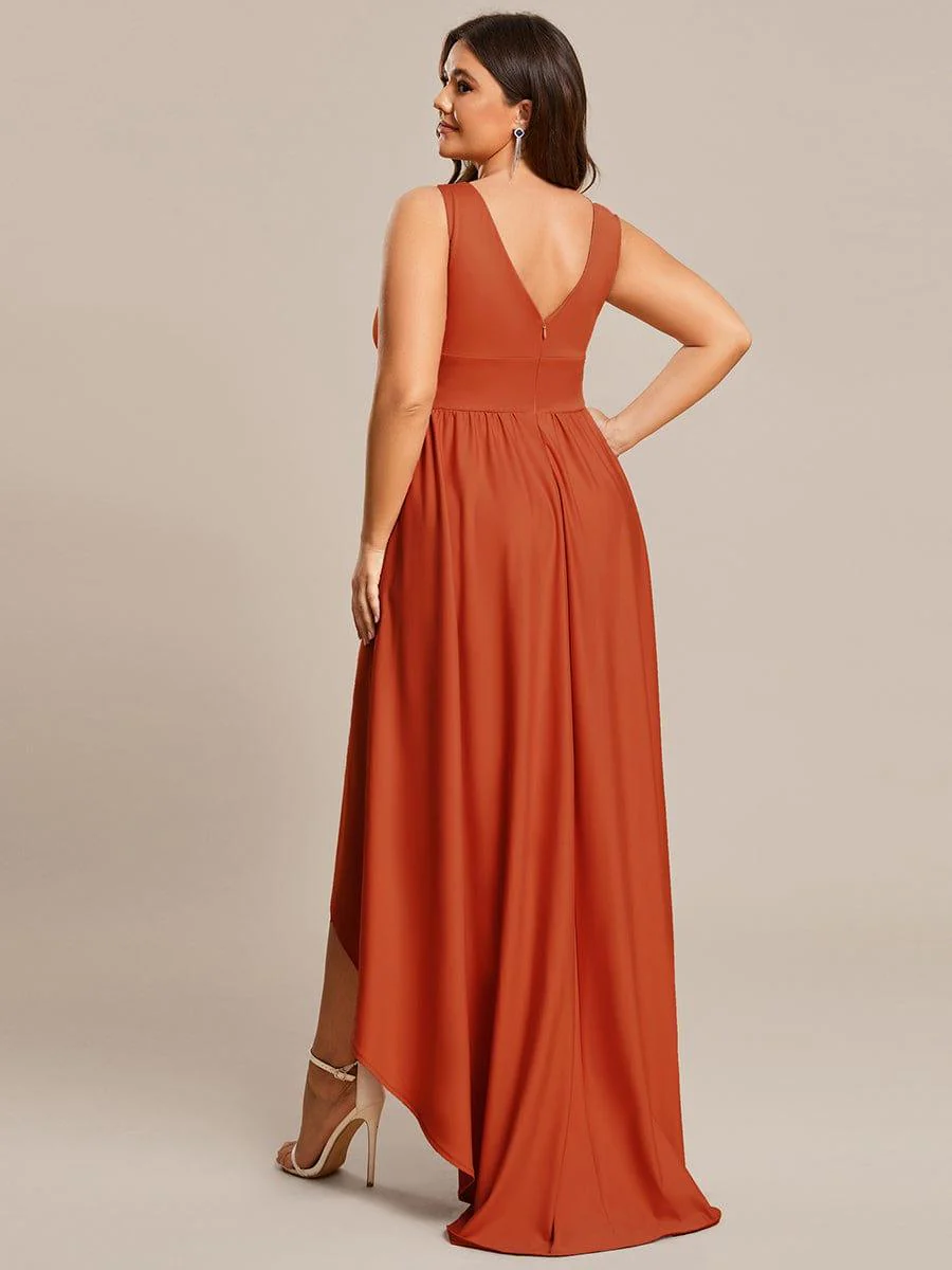 V-Neck Sleeveless High-Low Evening Dress with Stretchy(Final Sale) - Image 36