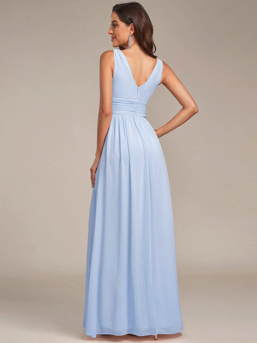 ever HUSH|V Neck Sleeveless Pleated Chiffon Maxi Evening Dress - Image 22