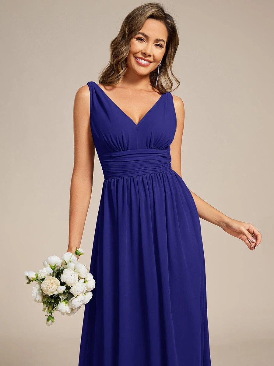 ever HUSH|V Neck Sleeveless Pleated Chiffon Maxi Evening Dress - Image 38