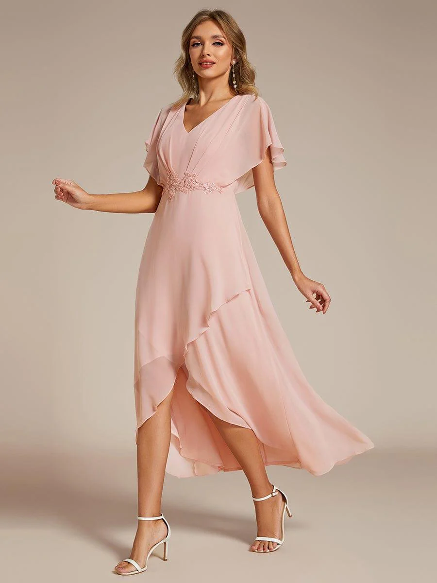 ever LILAS|Waist Applique A-Line Chiffon V-Neck Evening Dress - Image 20