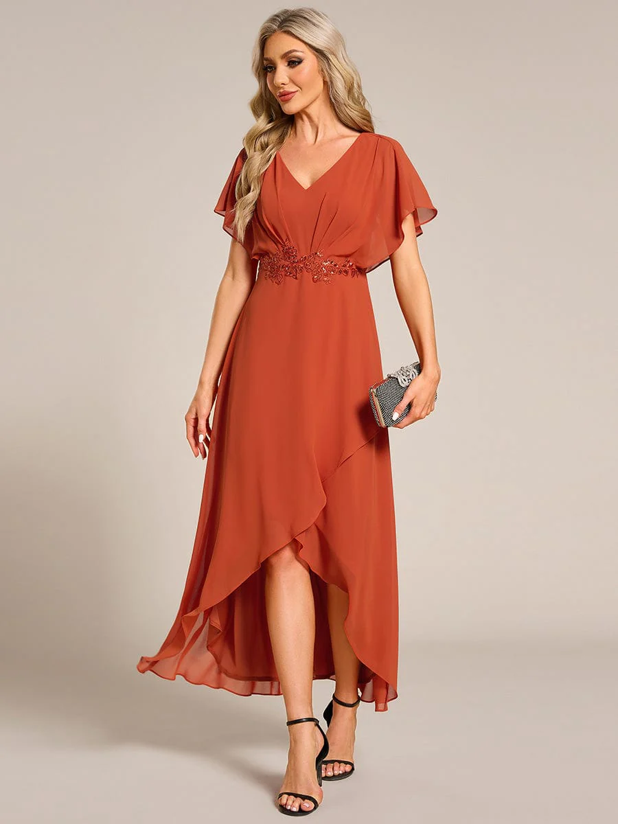 ever LILAS|Waist Applique A-Line Chiffon V-Neck Evening Dress(Final Sale) - Image 12