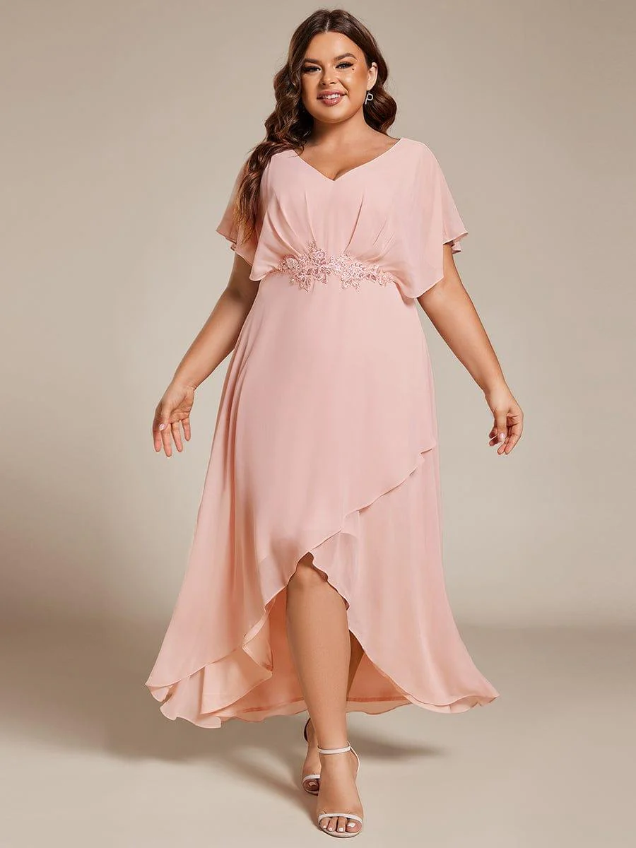ever LILAS|Waist Applique A-Line Chiffon V-Neck Evening Dress(Final Sale) - Image 6