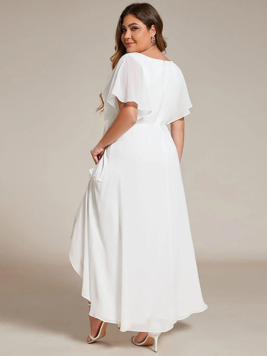 ever LILAS|Waist Applique A-Line Chiffon V-Neck Wedding Guest Dress - Image 31