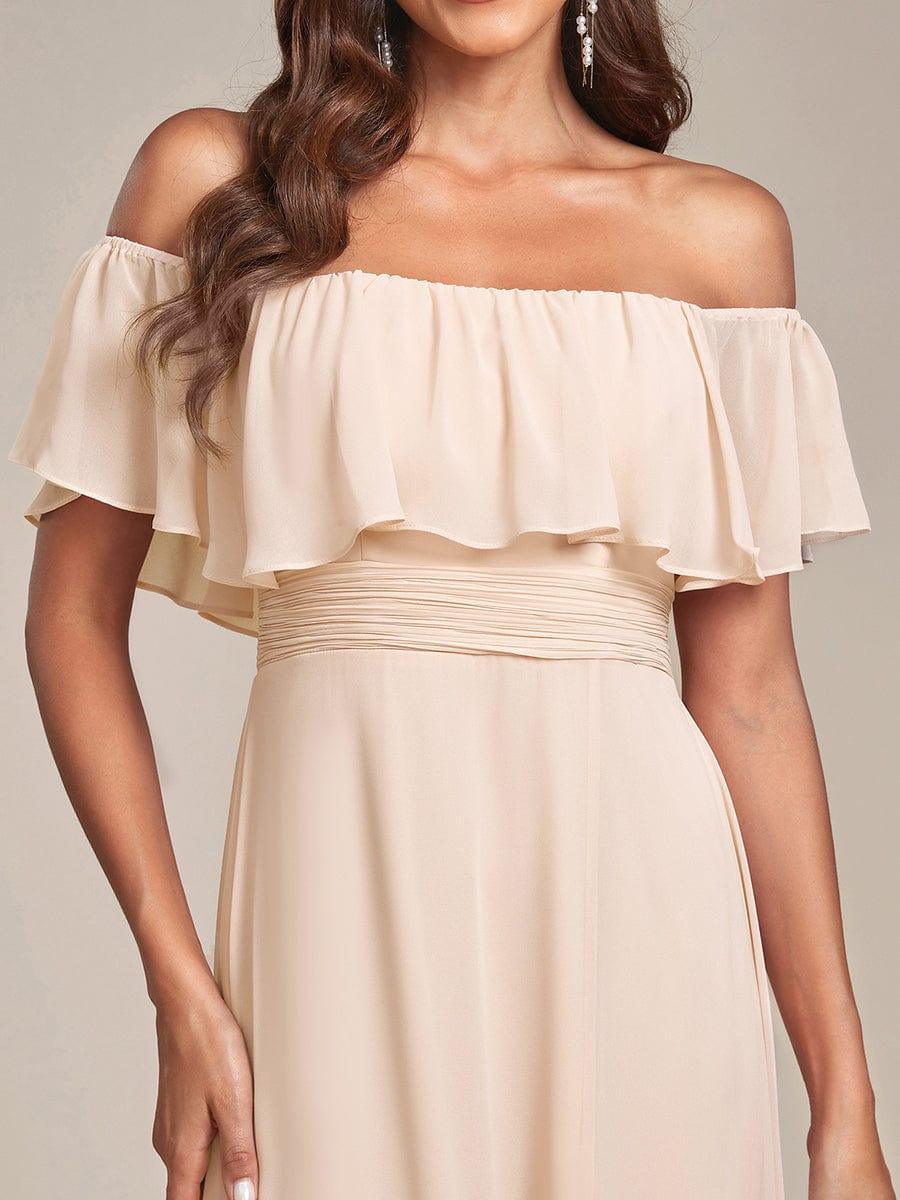 ever ÉMILE|Women's Off-The-Shoulder Ruffle Thigh Split Bridesmaid Dresses - Image 149