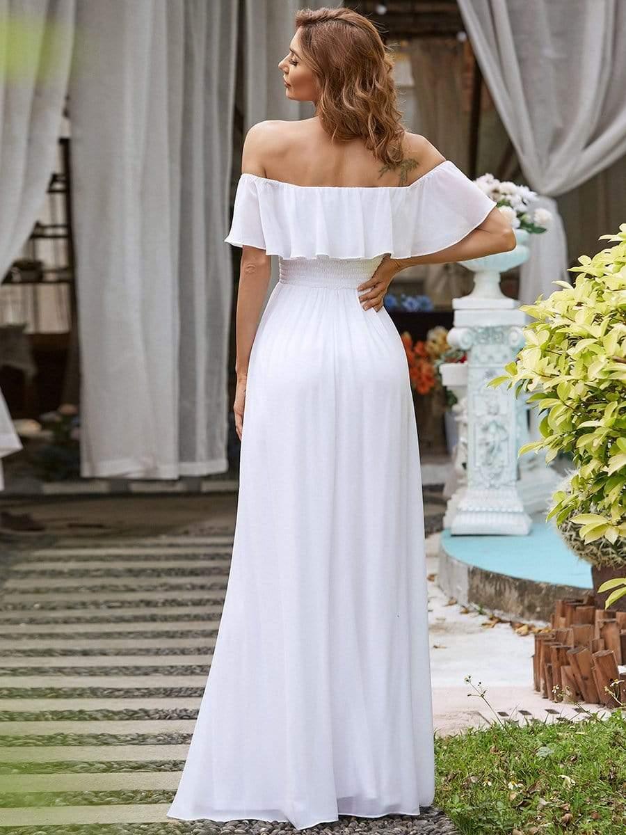 ever ÉMILE|Women's Off-The-Shoulder Ruffle Thigh Split Bridesmaid Dresses - Image 28
