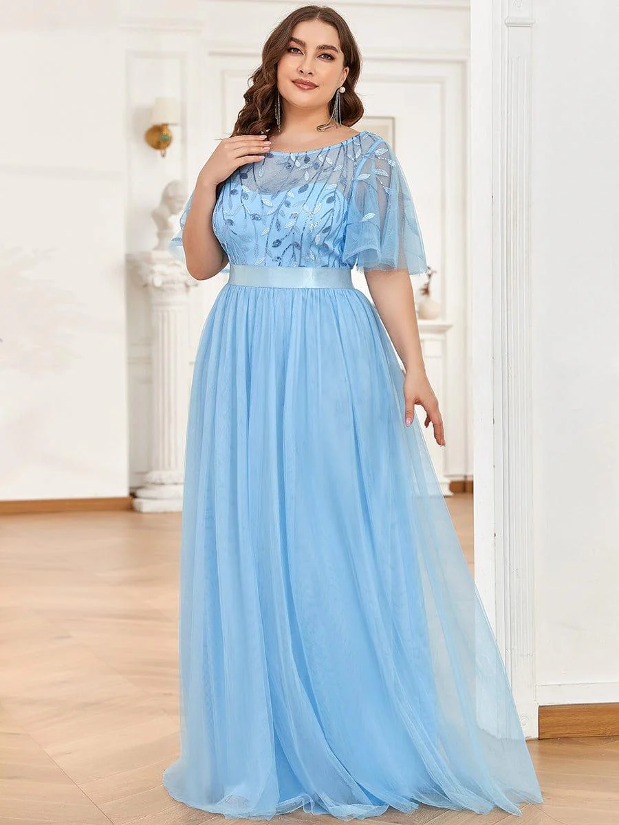 ever SAPHIR|Women's A-Line Short Sleeve Embroidery Floor Length Wedding Guest Dresses - Image 100