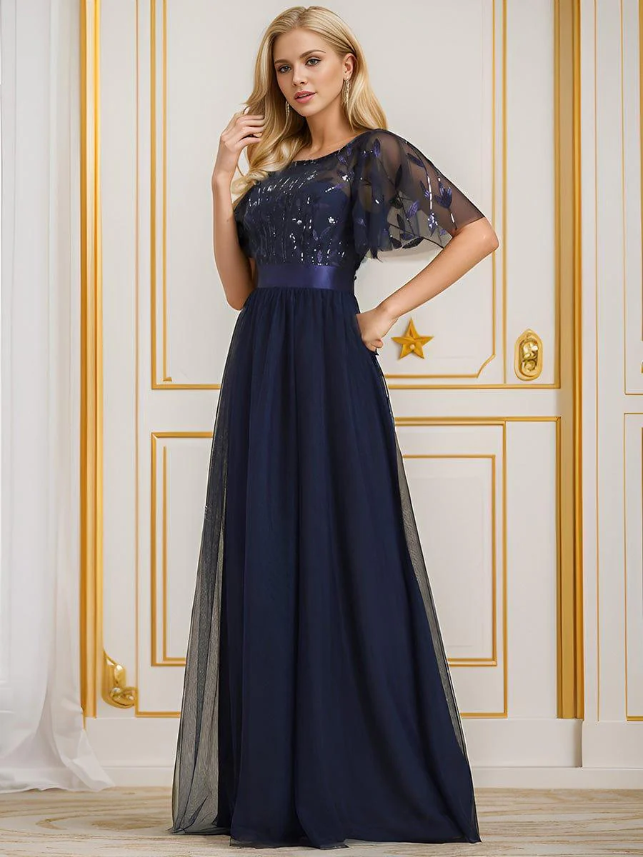 ever SAPHIR|Women's A-Line Short Sleeve Embroidery Floor Length Evening Dresses - Image 65
