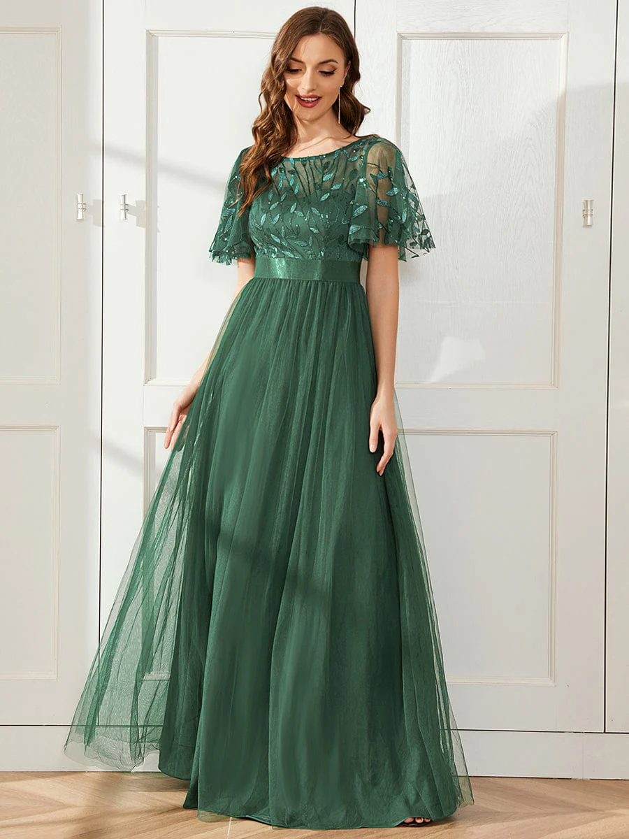 ever SAPHIR|Women's A-Line Short Sleeve Embroidery Floor Length Evening Dresses - Image 92