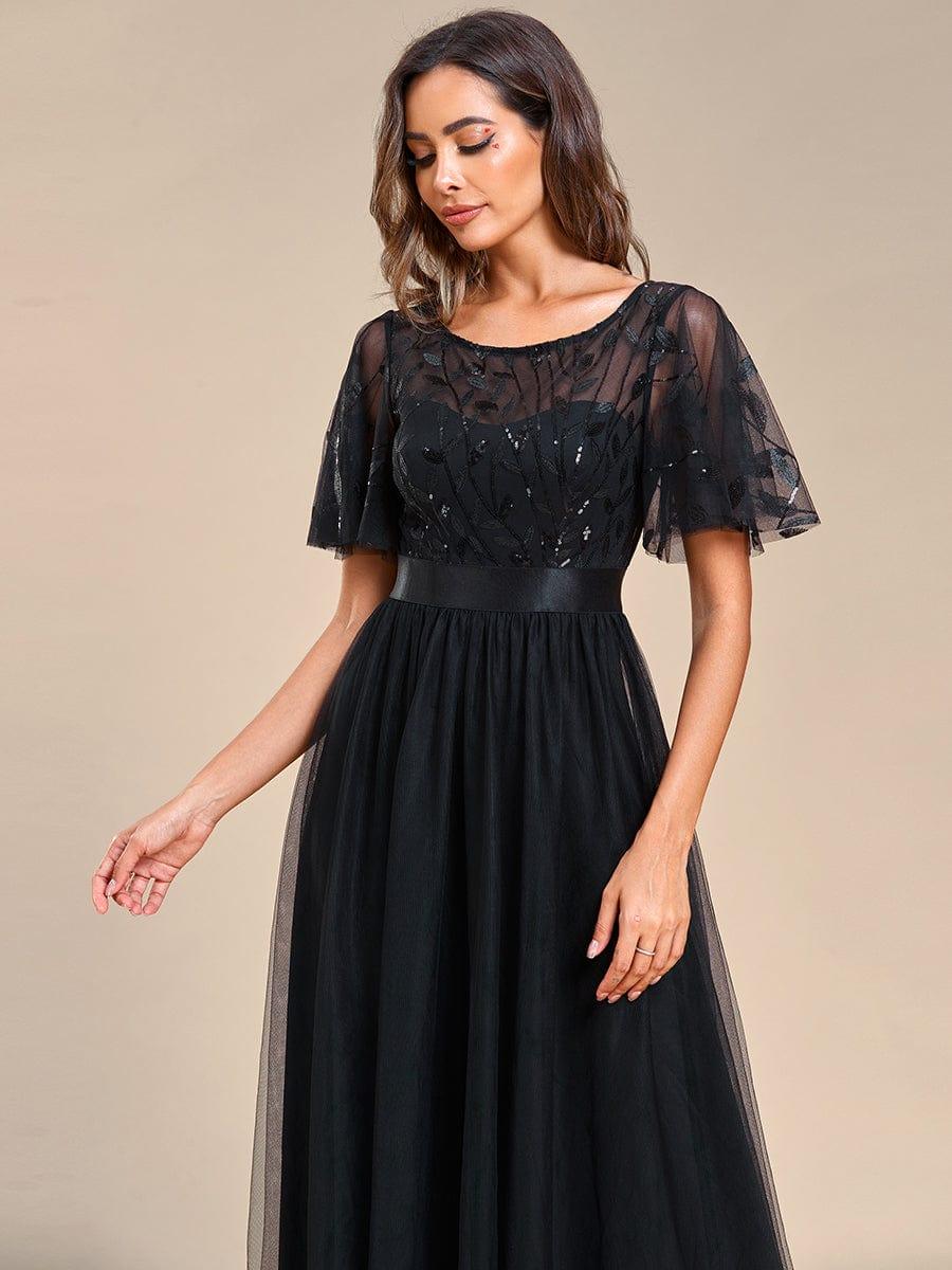 ever SAPHIR|Women's A-Line Short Sleeve Embroidery Floor Length Wedding Dresses - Image 12