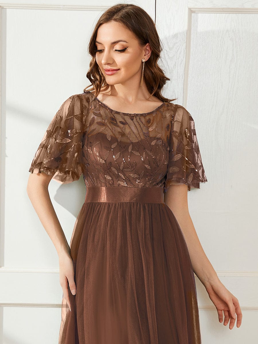 ever SAPHIR|Women's A-Line Short Sleeve Embroidery Floor Length Wedding Dresses - Image 21
