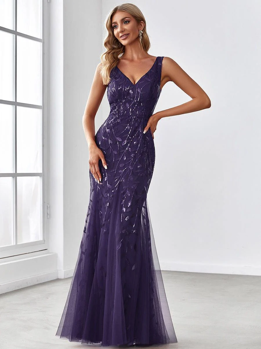 ever ORIEL|Women's Double V-Neck Fishtail Sequins Wedding Guest Dress - Image 88