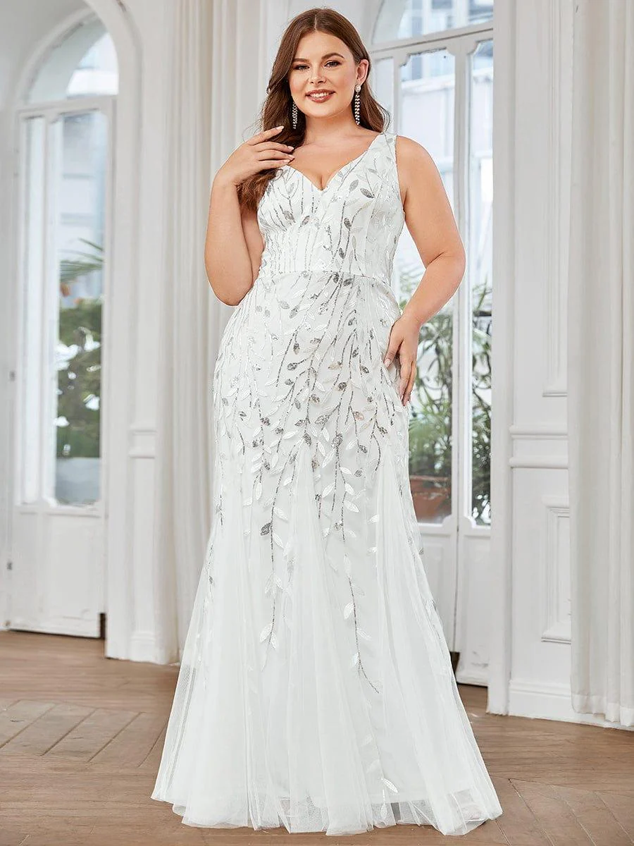 ever ORIEL|Women's Double V-Neck Fishtail Sequins Wedding Dress - Image 4