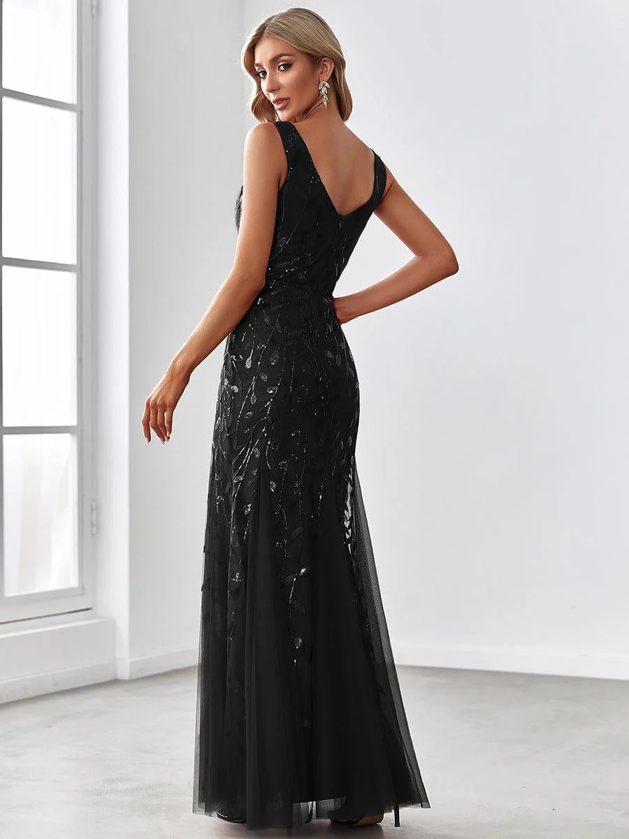 ever ORIEL|Women's Double V-Neck Fishtail Sequins Wedding Dress - Image 7