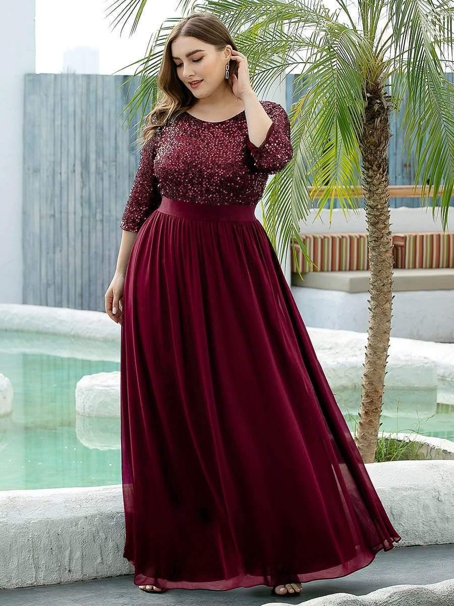 pretty FLORENCE|Plus Size Long Tulle & Sequin Evening Dresses for Mother of the Bride - Image 10