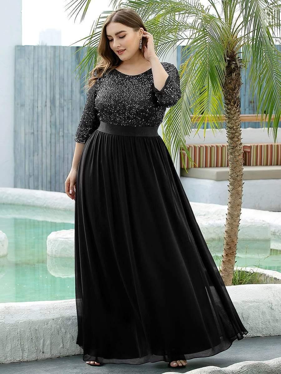 pretty FLORENCE|Plus Size Long Tulle & Sequin Evening Dresses for Mother of the Bride - Image 15