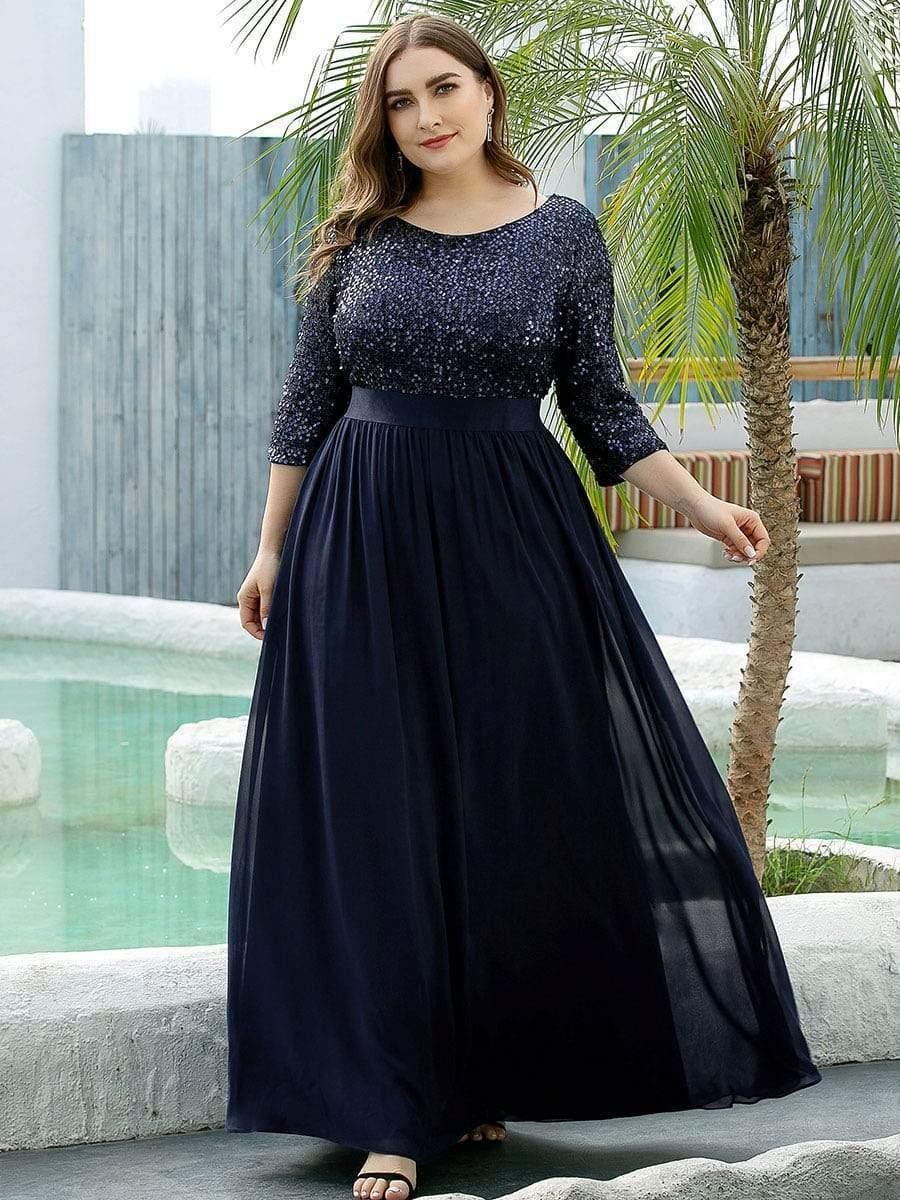 pretty FLORENCE|Plus Size Long Tulle & Sequin Evening Dresses for Mother of the Bride - Image 6