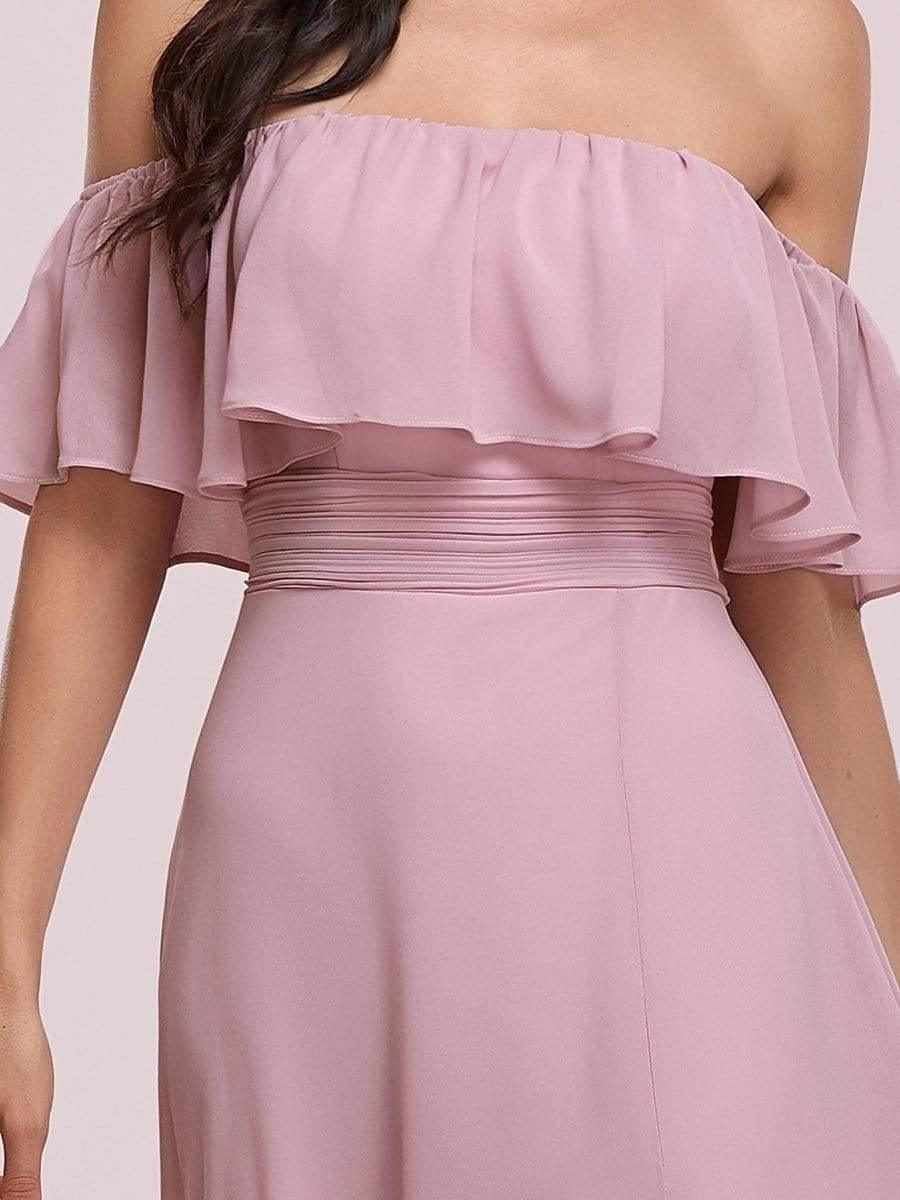 ever ÉMILE|Women's Off-The-Shoulder Ruffle Thigh Split Wedding Guest Dresses - Image 129