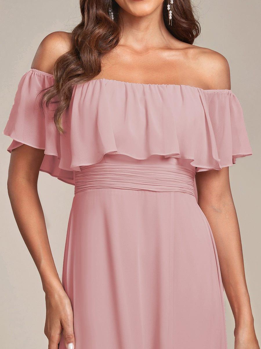ever ÉMILE|Women's Off-The-Shoulder Ruffle Thigh Split Wedding Guest Dresses - Image 153