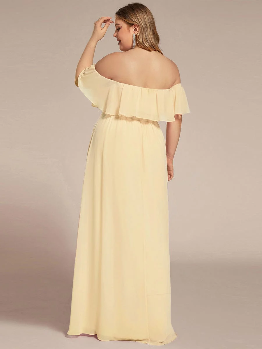 ever ÉMILE|Women's Off-The-Shoulder Ruffle Thigh Split Wedding Guest Dresses - Image 165