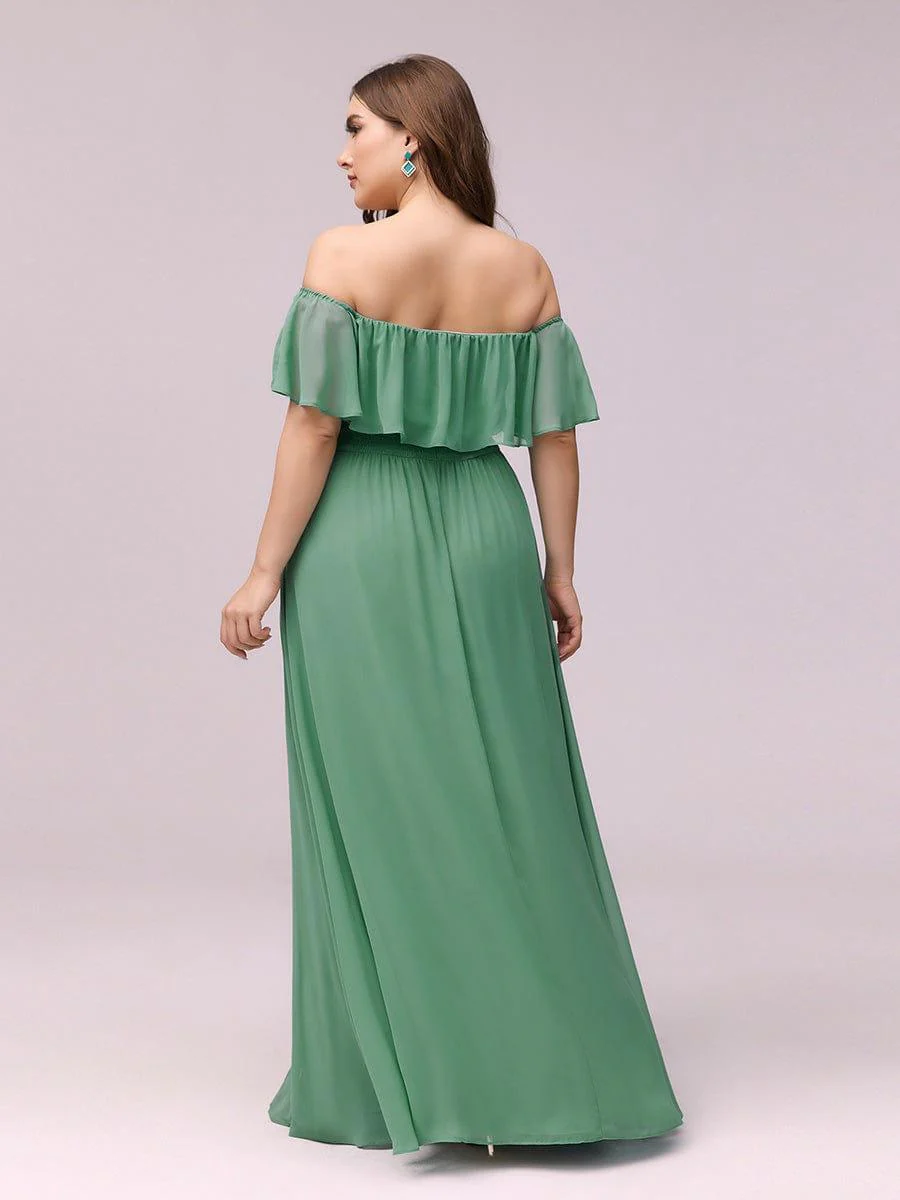 ever ÉMILE|Women's Off-The-Shoulder Ruffle Thigh Split Wedding Guest Dresses - Image 43