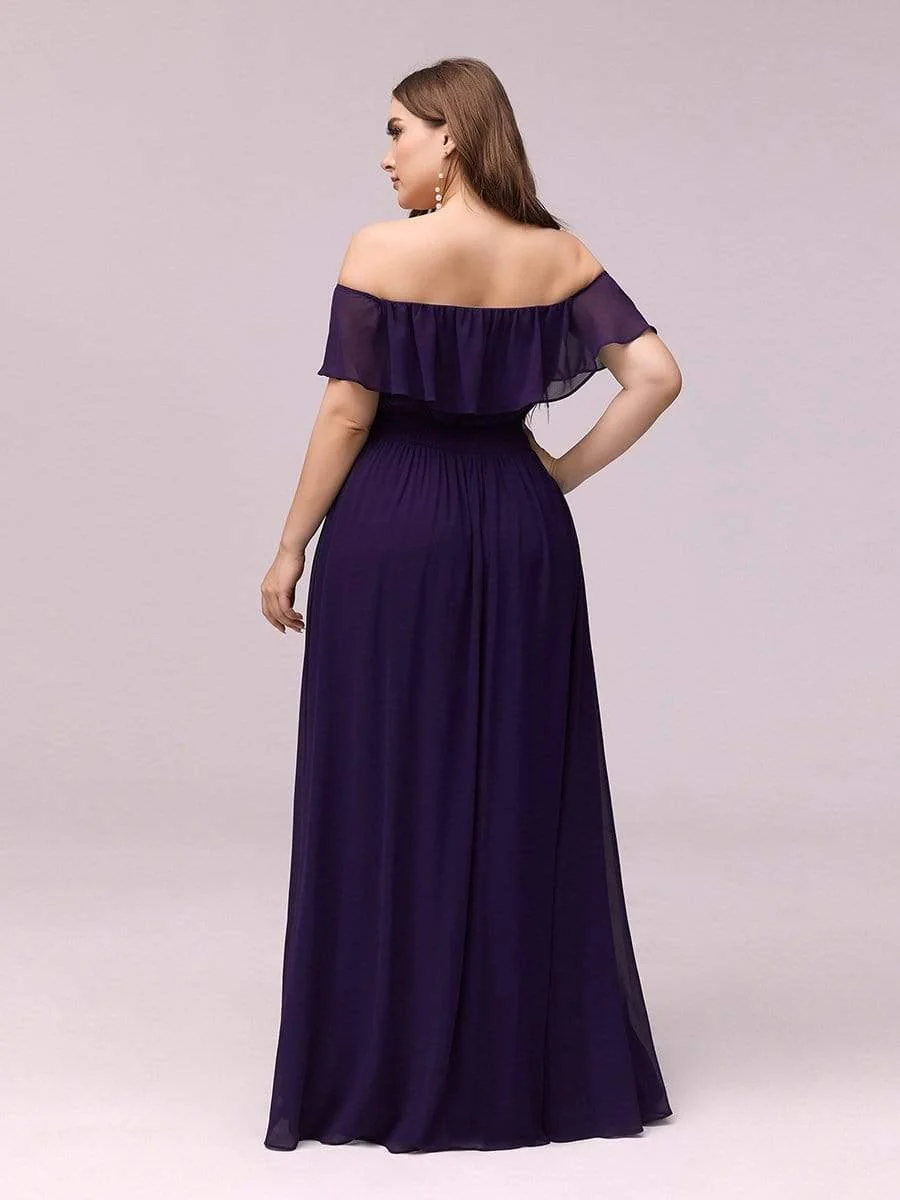 ever ÉMILE|Women's Off-The-Shoulder Ruffle Thigh Split Wedding Guest Dresses - Image 51