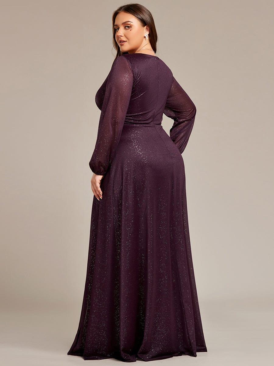 Women's Sexy V-Neck Shiny Evening Dresses with Long Sleeve(Final Sale) - Image 43