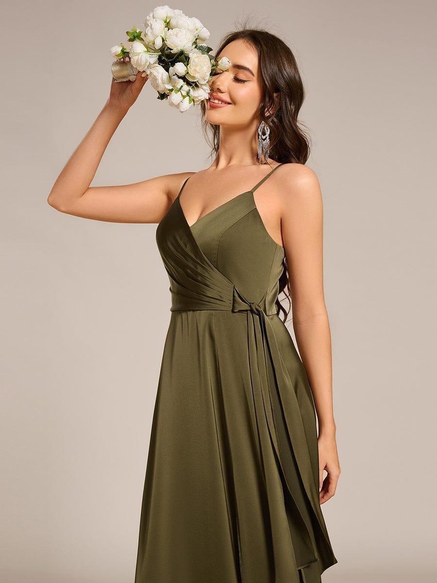 ever IYLA|Wrap-Style Maxi Spaghetti Strap Satin Bridesmaid Dress - Image 9